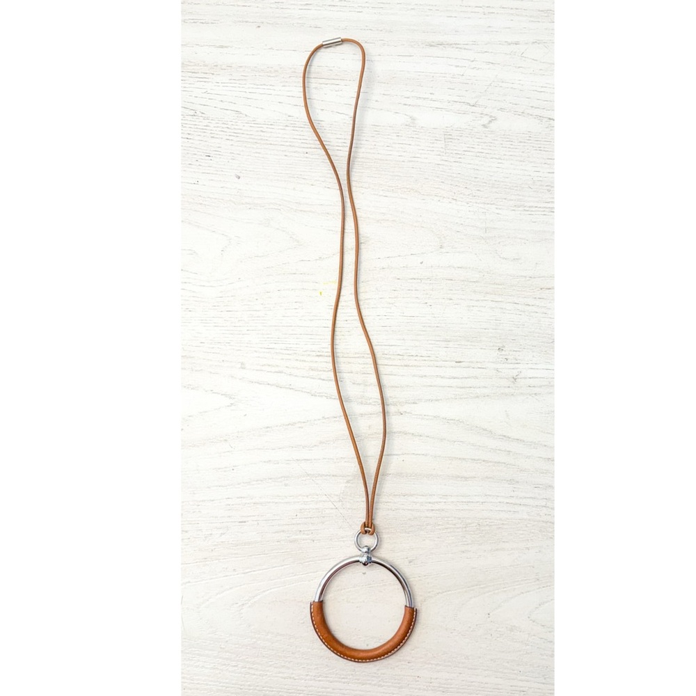 Brown and Silver Leather Necklace